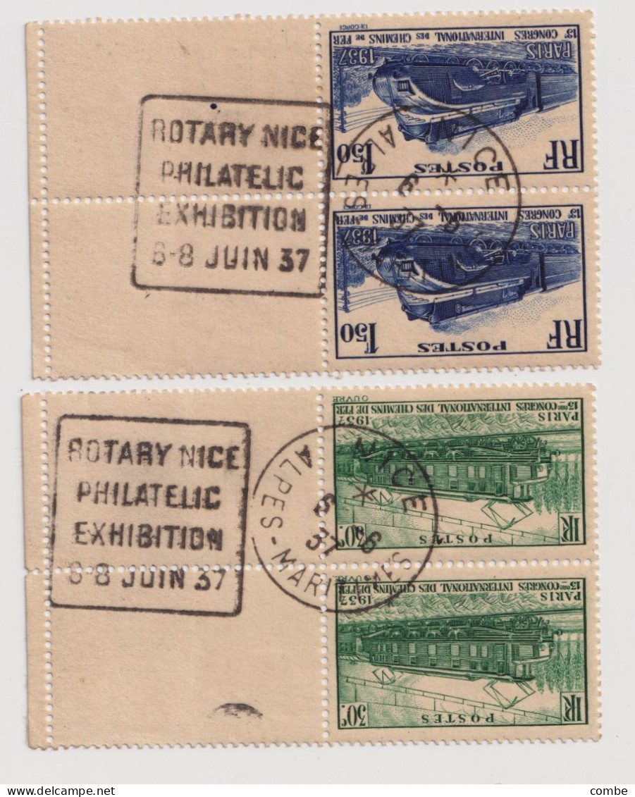 PAIRE N° 339-340. DAGUIN. ROTARY NICE / PHILATELIC / EXHIBITION / 6-8 JUIN 37 - Oblitérations Mécaniques (flammes)