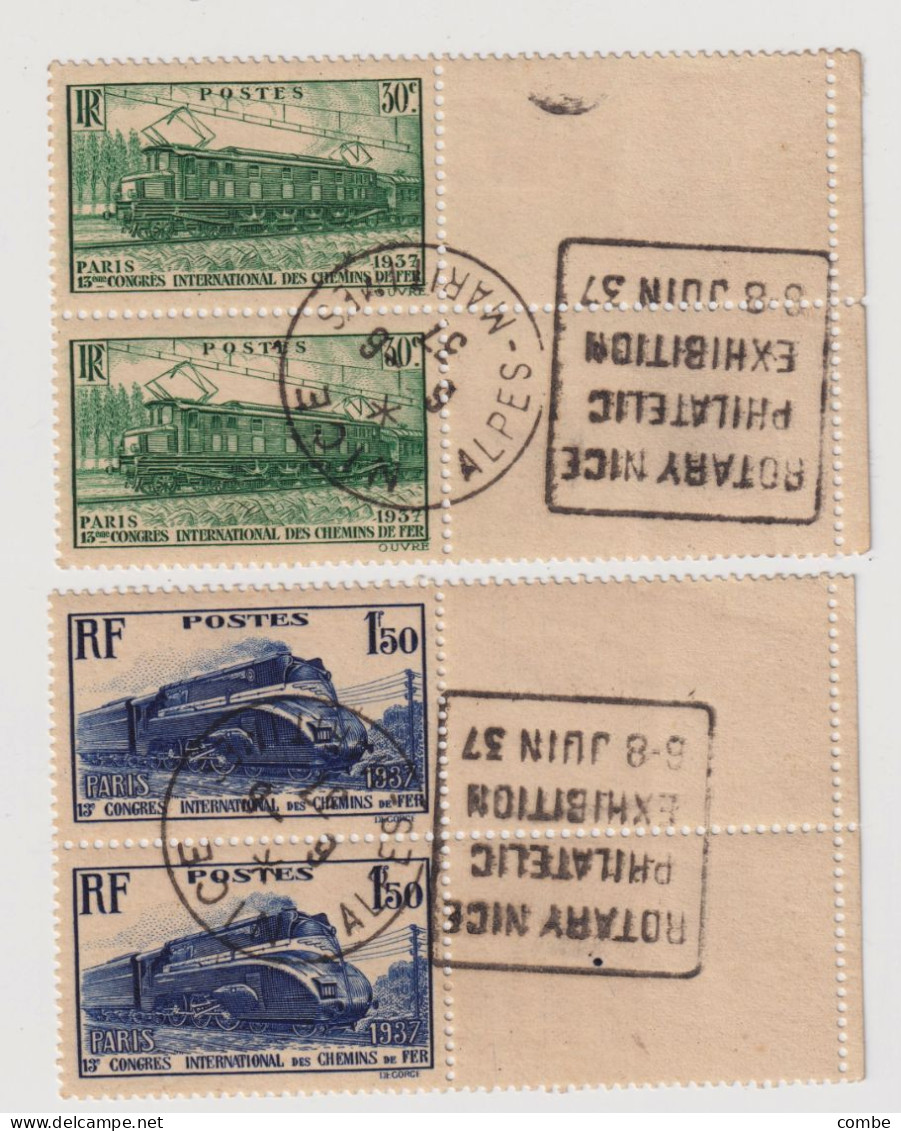 PAIRE N° 339-340. DAGUIN. ROTARY NICE / PHILATELIC / EXHIBITION / 6-8 JUIN 37 - Oblitérations Mécaniques (flammes)