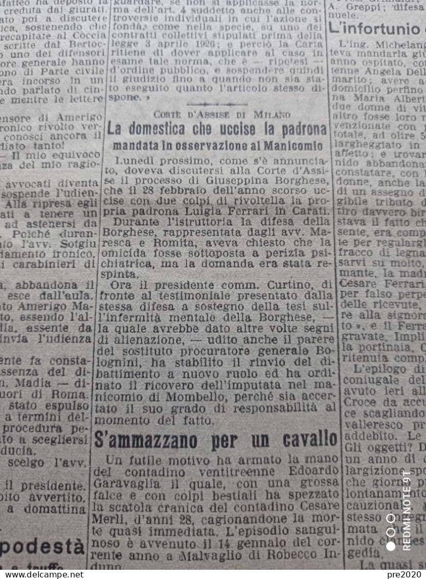 CORRIERE DELLA SERA 2/3/1929 MORTE DI VINCENZO GEMITO MANICOMIO DI MOMBELLO - Otros & Sin Clasificación