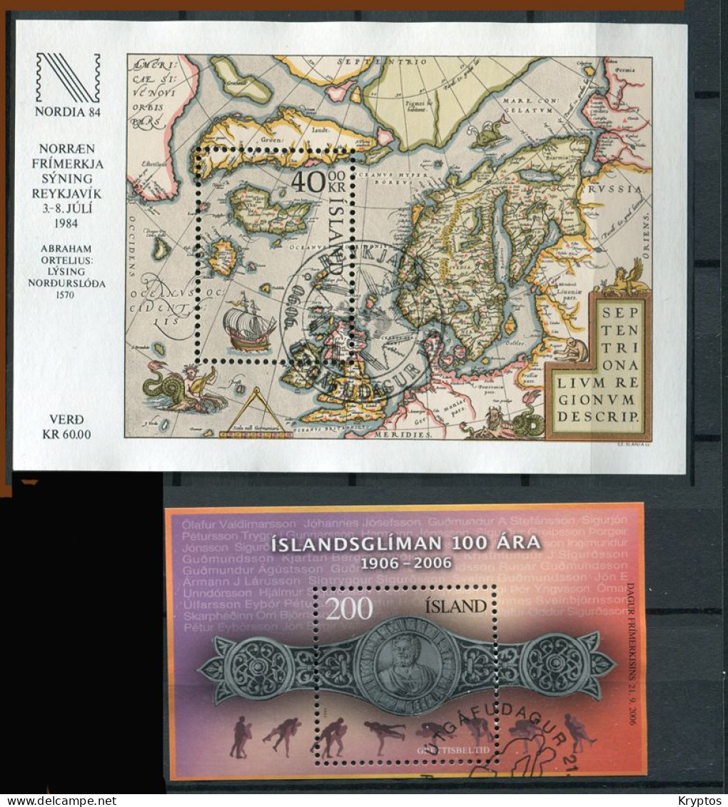 Iceland 1984-2000. 2 Blocks: "Nordia 84" & "Christianity In Iceland 1000 Years". All CANCELLED (USED). - Blocs-feuillets