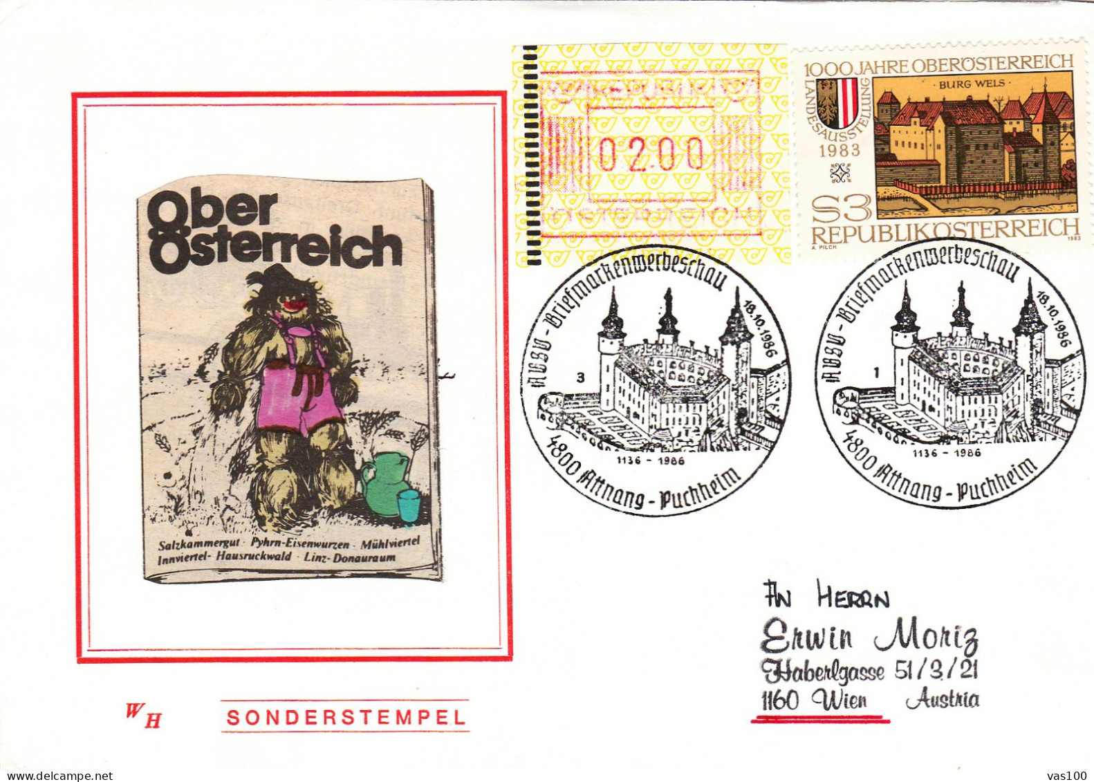 AUSTRIA POSTAL HISTORY / 4800 ATTNANG-PUCHHEIM,18.10.1986 - Cartas & Documentos