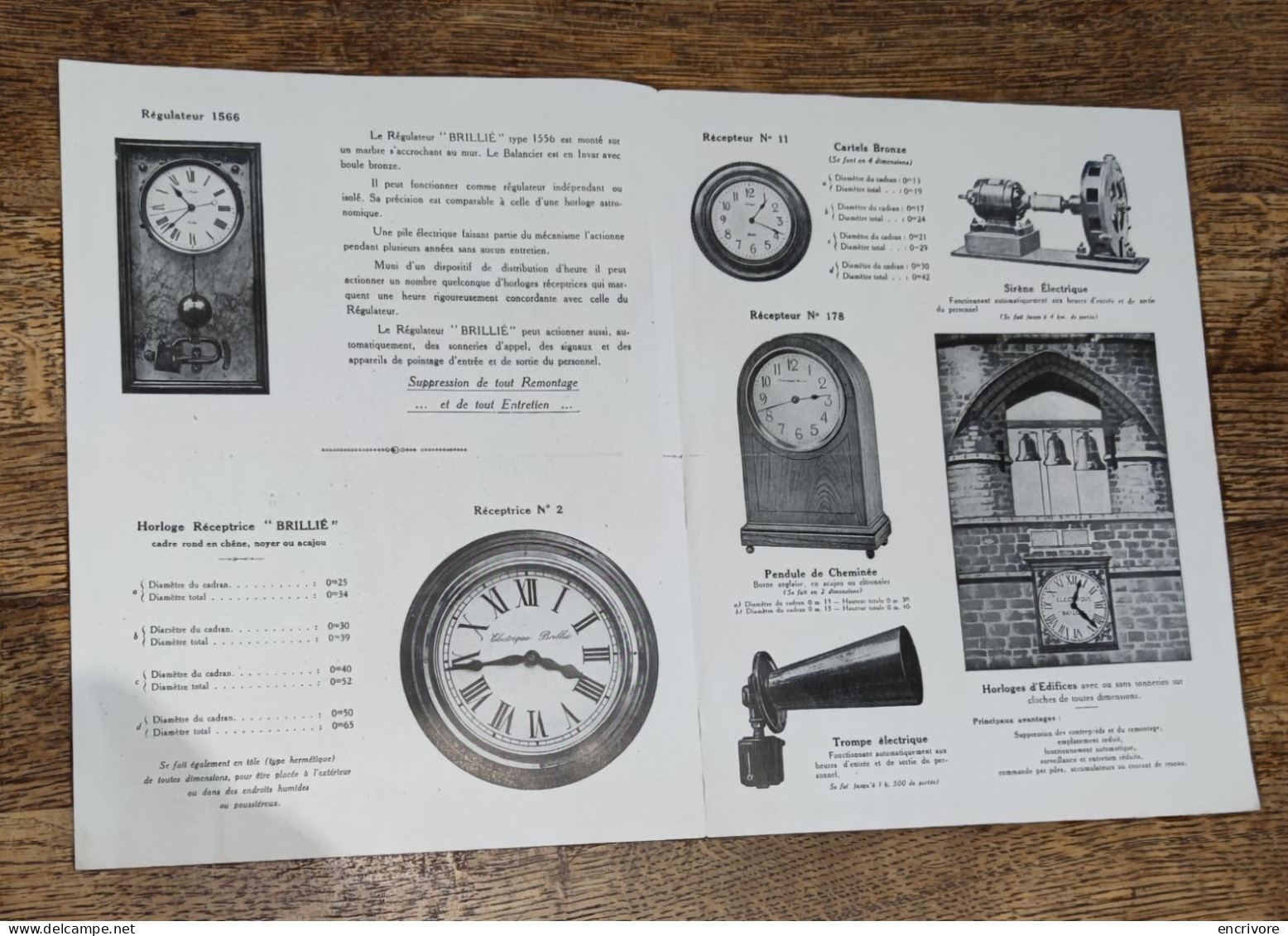 HORLOGES ELECTRIQUES BRILLIE Levallois Perret Document Publicitaire - 1900 – 1949