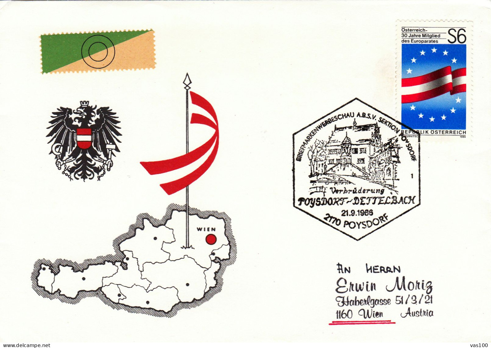 AUSTRIA POSTAL HISTORY / 2170 POYSDORF, 21.09.1986 - Briefe U. Dokumente