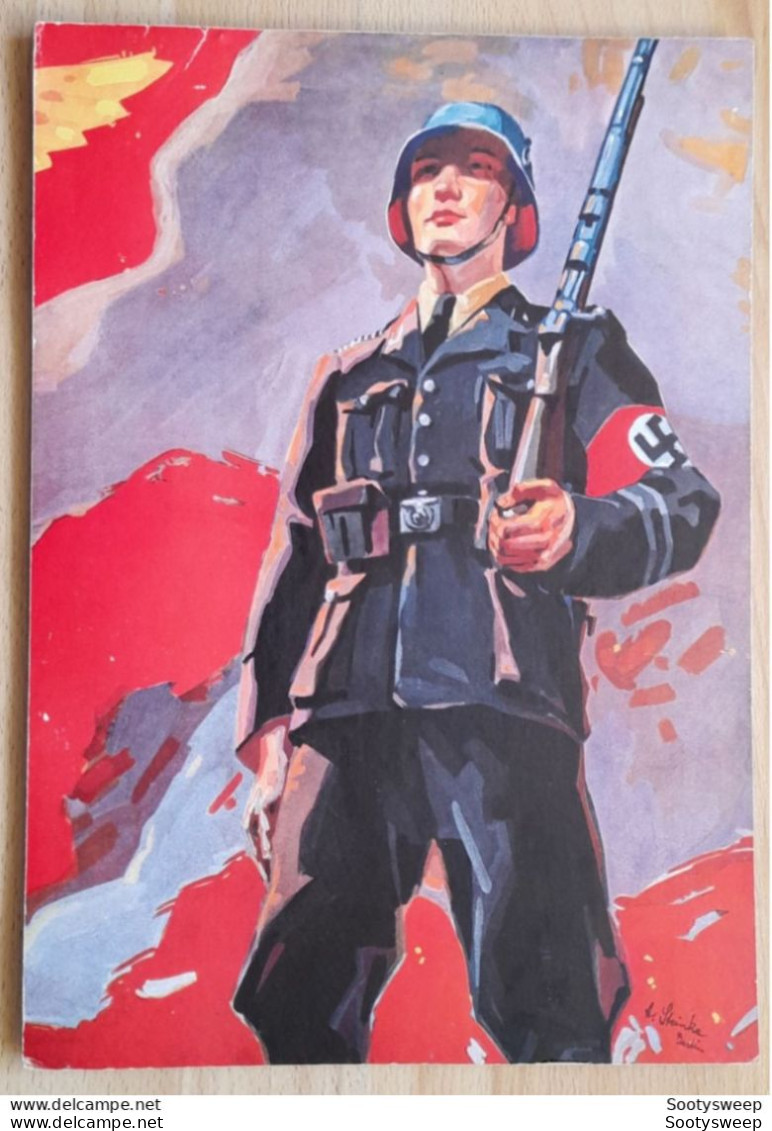 Genuine 1930`s - 40`s German Soldier Print On To Board - Extremely Rare To Obtain - 1939-45