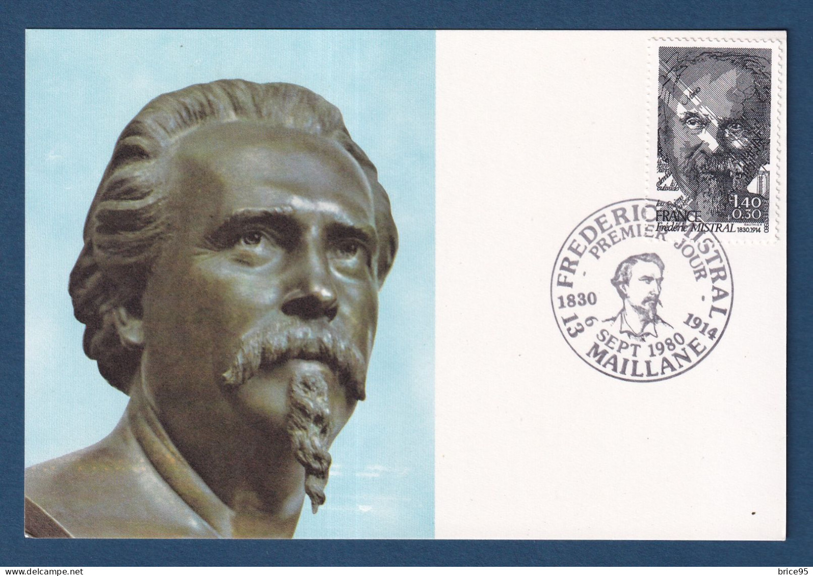 France - FDC - Premier Jour - Carte Maximum - Frederic Mistral - 1980 - 1980-1989