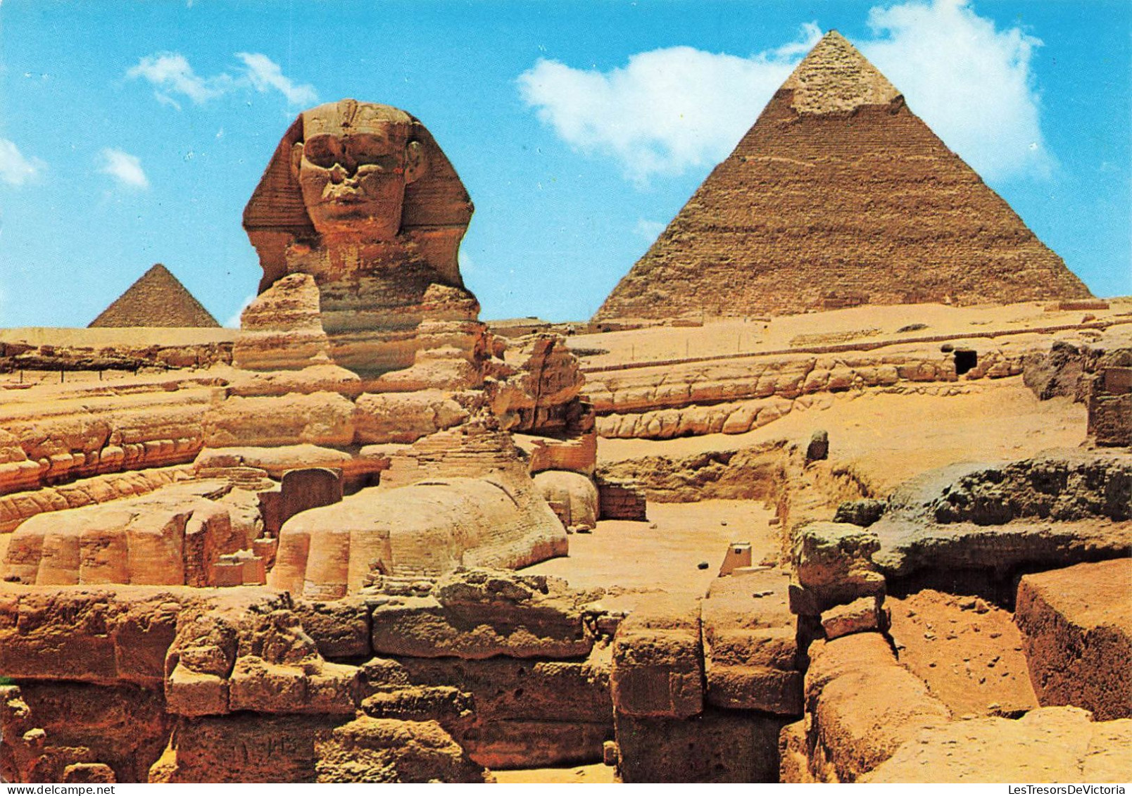 EGYPTE - Giza - Le Grand Sphinx Et Pyramide De Chéphren - Vue Générale - Carte Postale - Gizeh