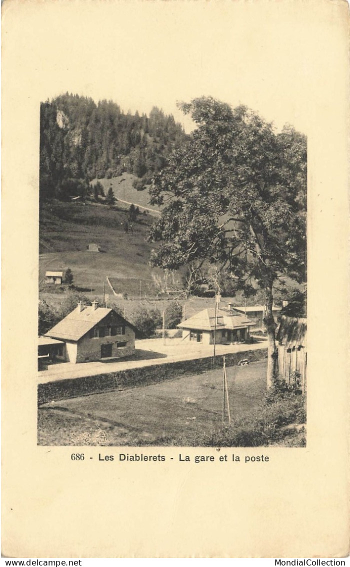 MIKIBP10-053- SUISSE LES DIABLERETS LA GARE ET LA POSTE - Les Diablerets