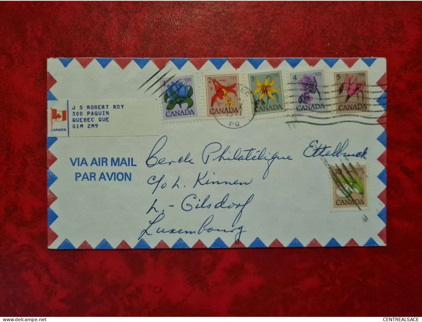 LETTRE CANADA QUEBEC SERIE FLORE FLEURS POUR GILSDORF CLUB PHILATELIQUE ETTELBRUCK LUXEMBOURG - Cartas & Documentos