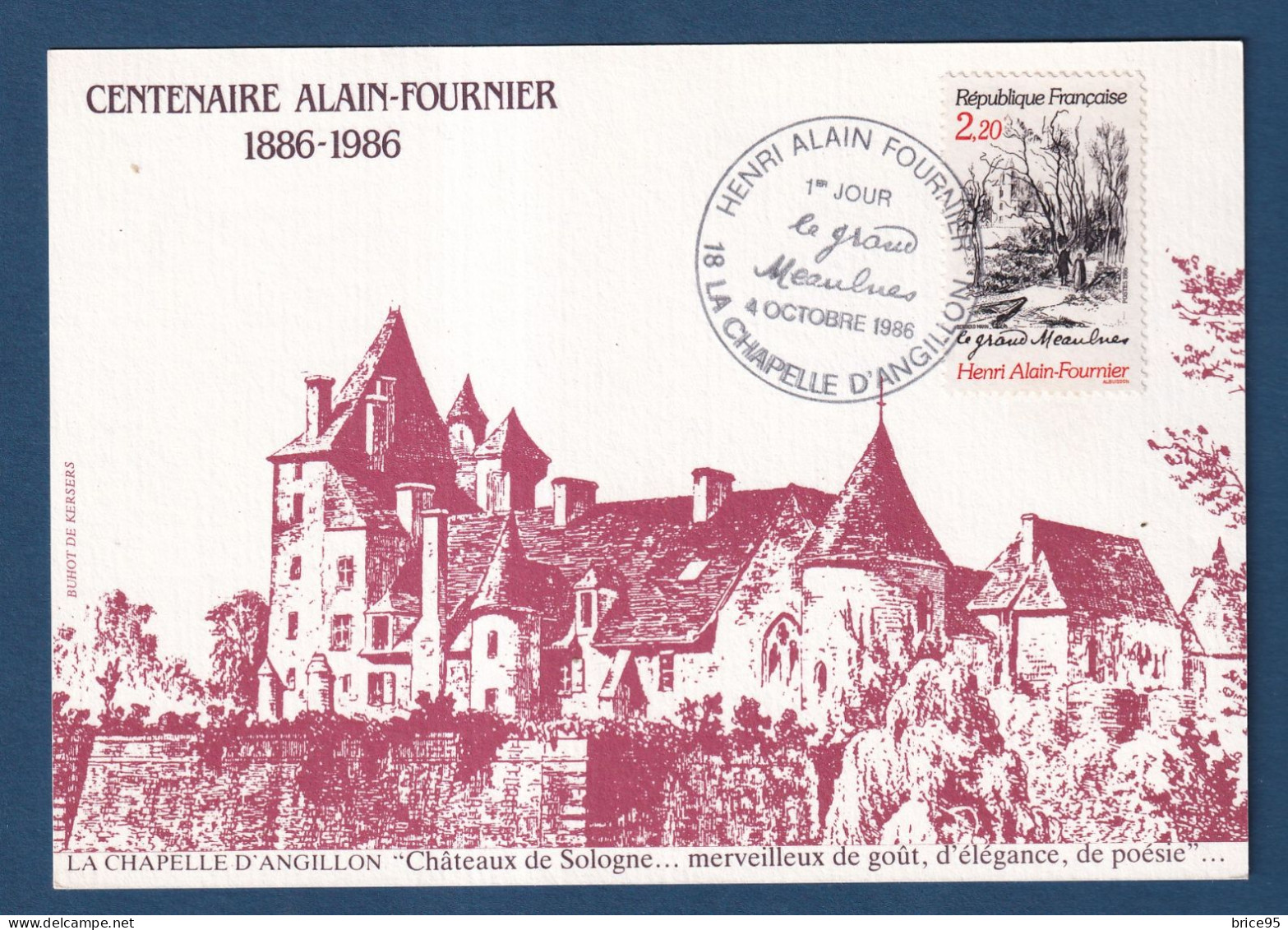 France - FDC - Premier Jour - Carte Maximum - Centenaire Henri Alain Fournier - 1986 - 1980-1989