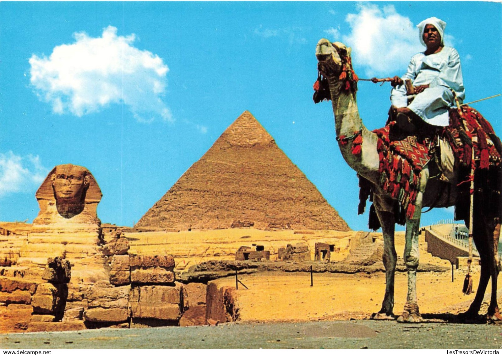 EGYPTE - Giza - Le Grand Sphinx Et Pyramide De Chéphren - Vue Générale - Dromadaire - Homme - Carte Postale - Gizeh