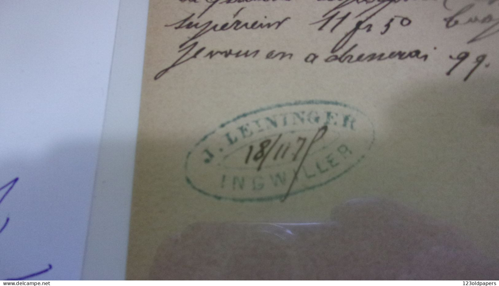 1875 DEUTSCHE  REICHPOST INGWILLER J LEININGER  INGWEILLER VERS COLMAR - Sonstige & Ohne Zuordnung