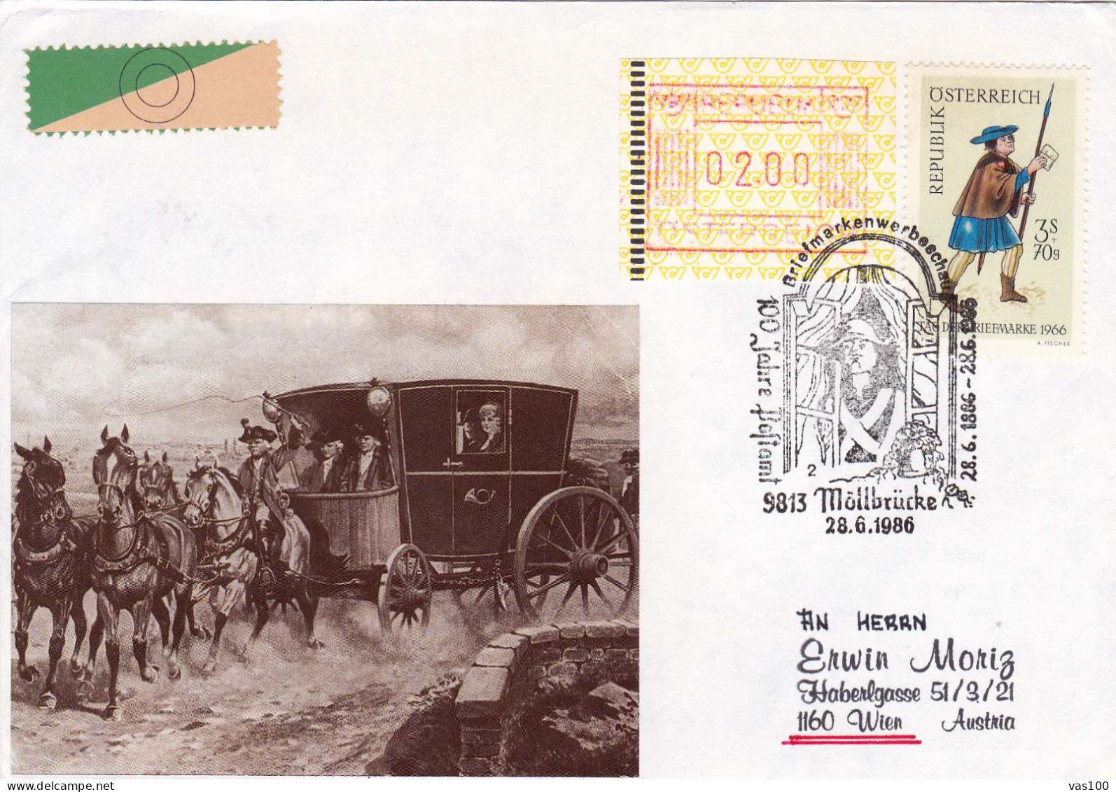 AUSTRIA POSTAL HISTORY / 9813 MOLLBRUCKE, HABERLGASSE, 28.06.1986 - Brieven En Documenten