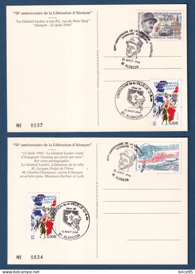 France - FDC - Premier Jour - Carte Maximum - Général Leclerc - Anniversaire De La Libération - Alençon - 1994 - 1990-1999