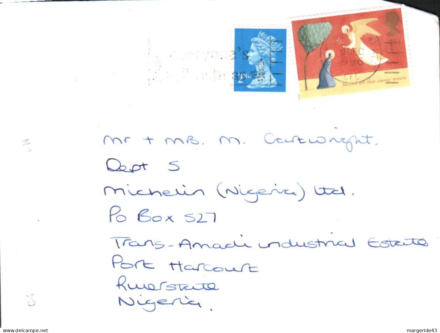 GB AFFRANCHISSEMENT COMPOSE SUR LETTRE POUR LE NIGERIA 1996 - Briefe U. Dokumente