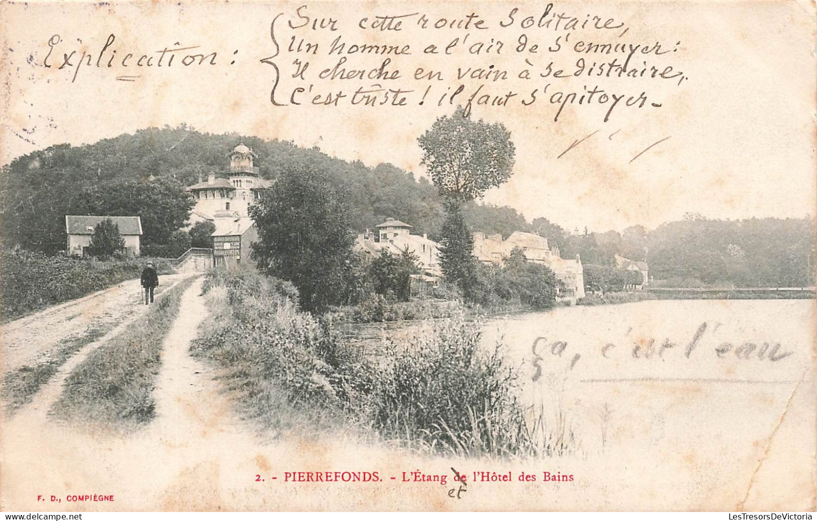 FRANCE - Pierrefonds - L'étang De L'hôtel Des Bains - Carte Postale Ancienne - Pierrefonds