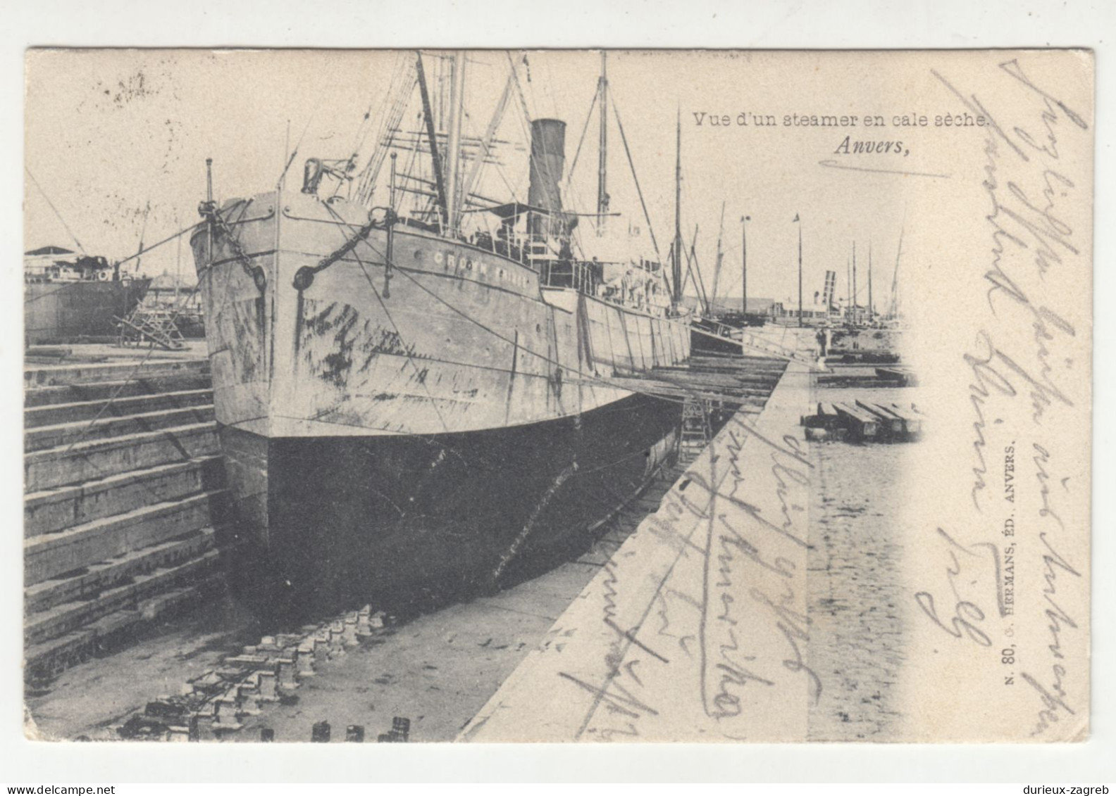 Anvers Shipyard Old Postcard Posted 1905 B240503 - Other & Unclassified