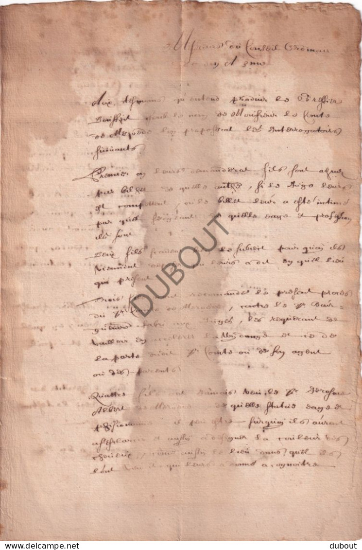 Manuscrit 1674 Le Comte Jerome Albert De Mérode Contre Le Bourgmestre Fabry  (V3096) - Manuscripten