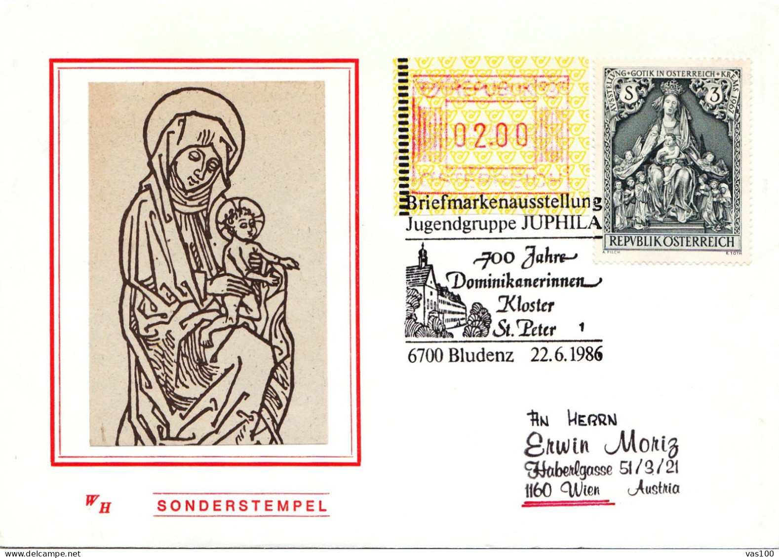 AUSTRIA POSTAL HISTORY / KLOSTER ST. PETER, BLUDENZ, 22.06.1986 - Storia Postale