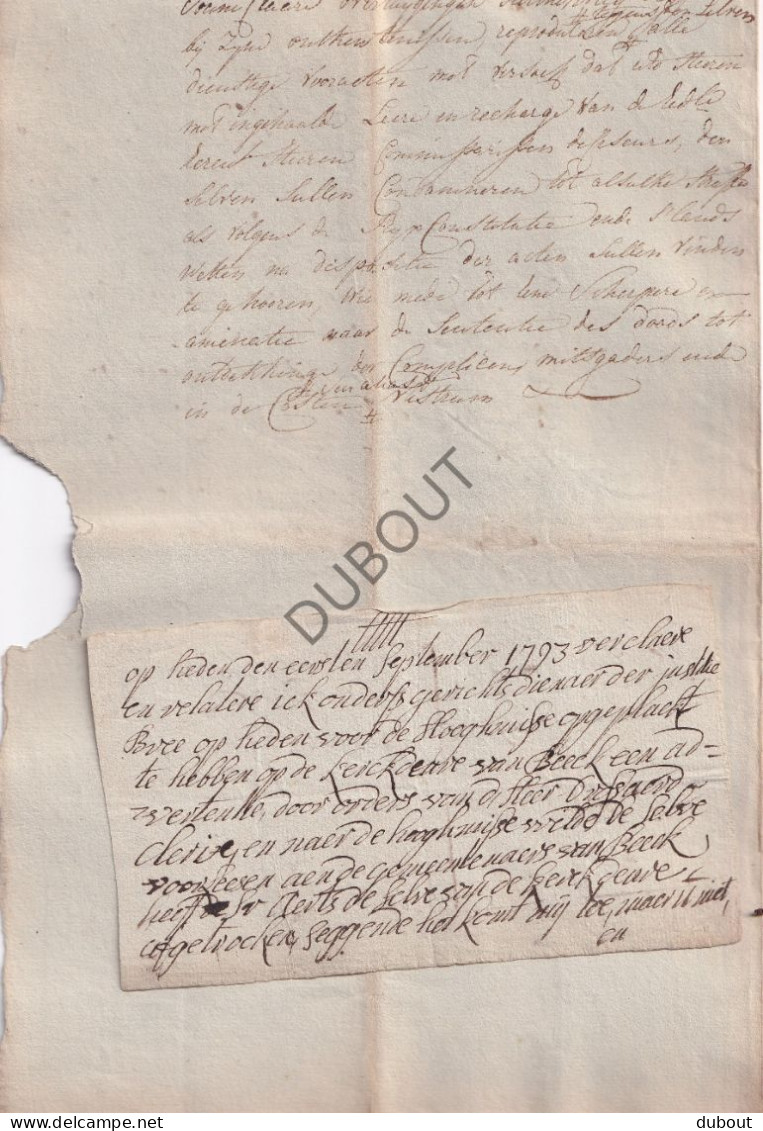 Limburg/Neeroeteren - Manuscript 1794 Betreft De Gevangene Hendrik Verslegen  (V3092) - Manuscrits
