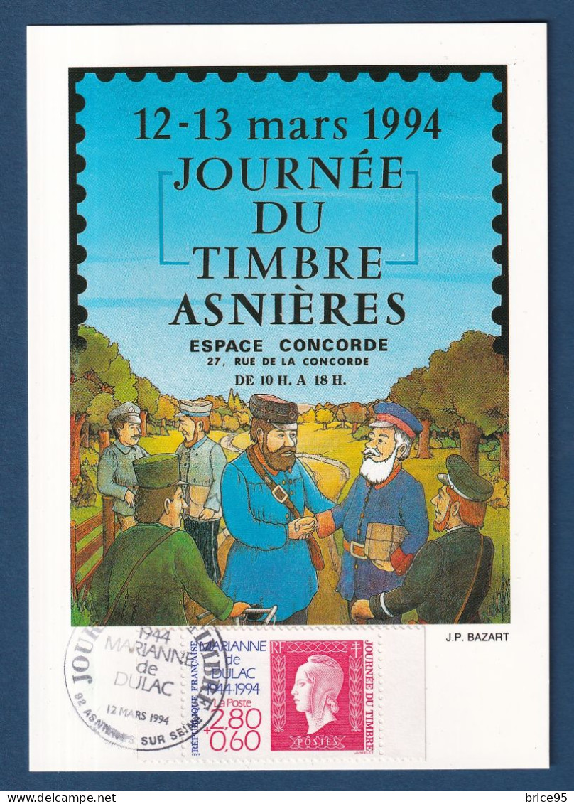 France - FDC - Premier Jour - Carte Maximum - Journée Du Timbre - Asnières - 1994 - 1990-1999