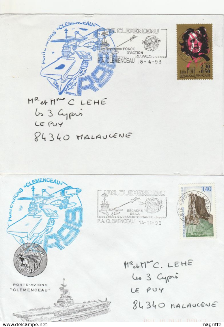 France Lot 10 Enveloppes Porte Avions Clemenceau Balbuzard R98 Flamme Aircraft Carrier - Posta Marittima