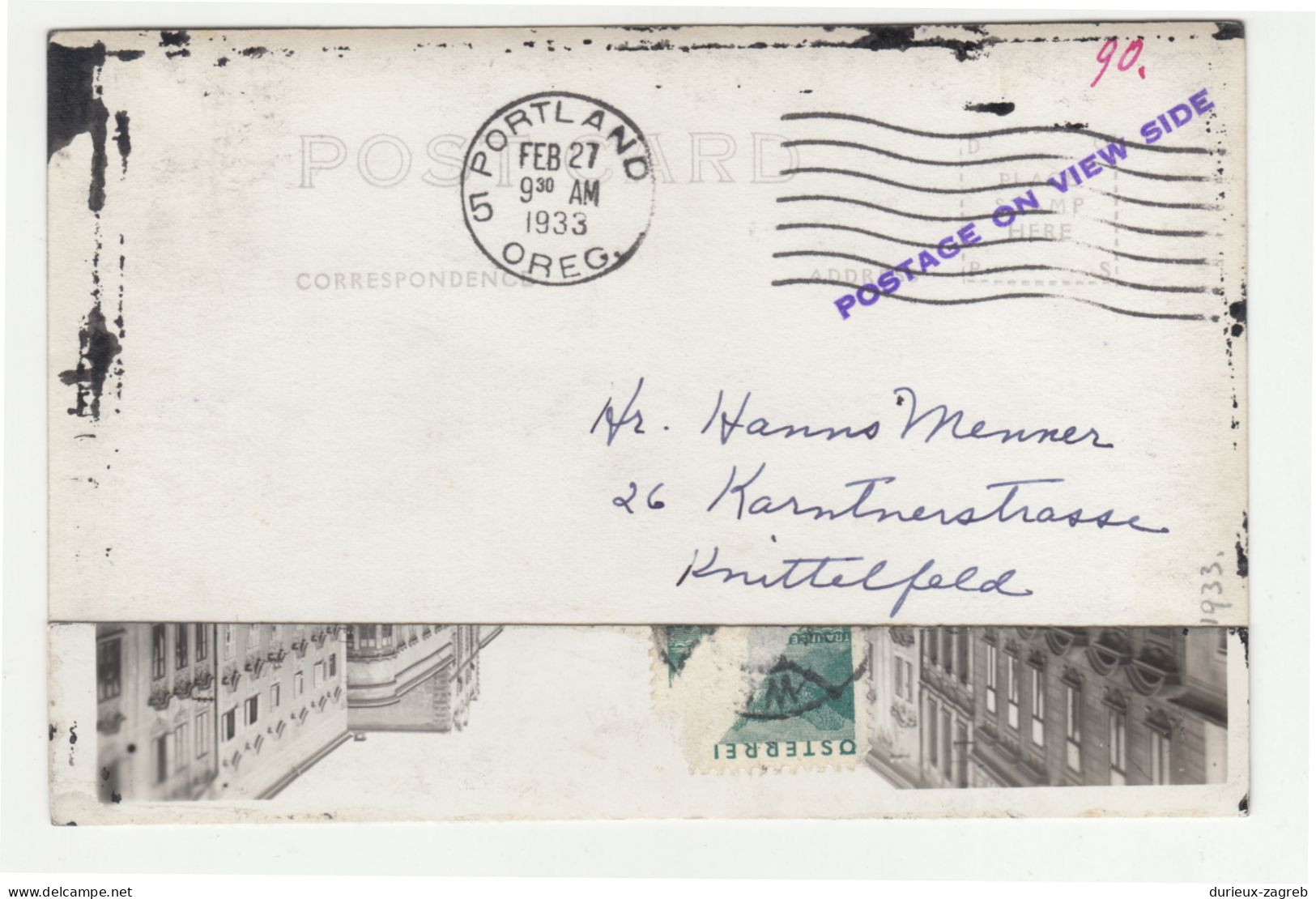 Portland Old Postcard Posted 1933 B240503 - Portland