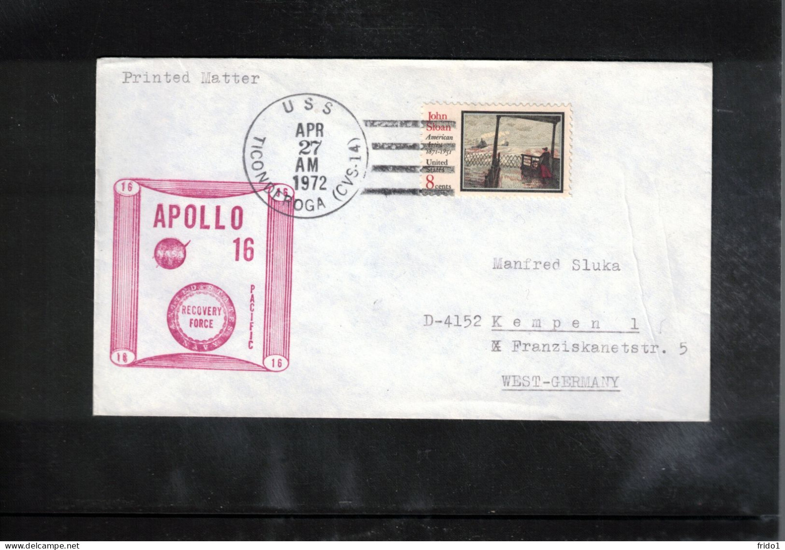 USA 1972 Space / Weltraum - Apollo16 US Navy Recovery Force Pacific - USS TICONDEROGA Interesting Cover - Stati Uniti