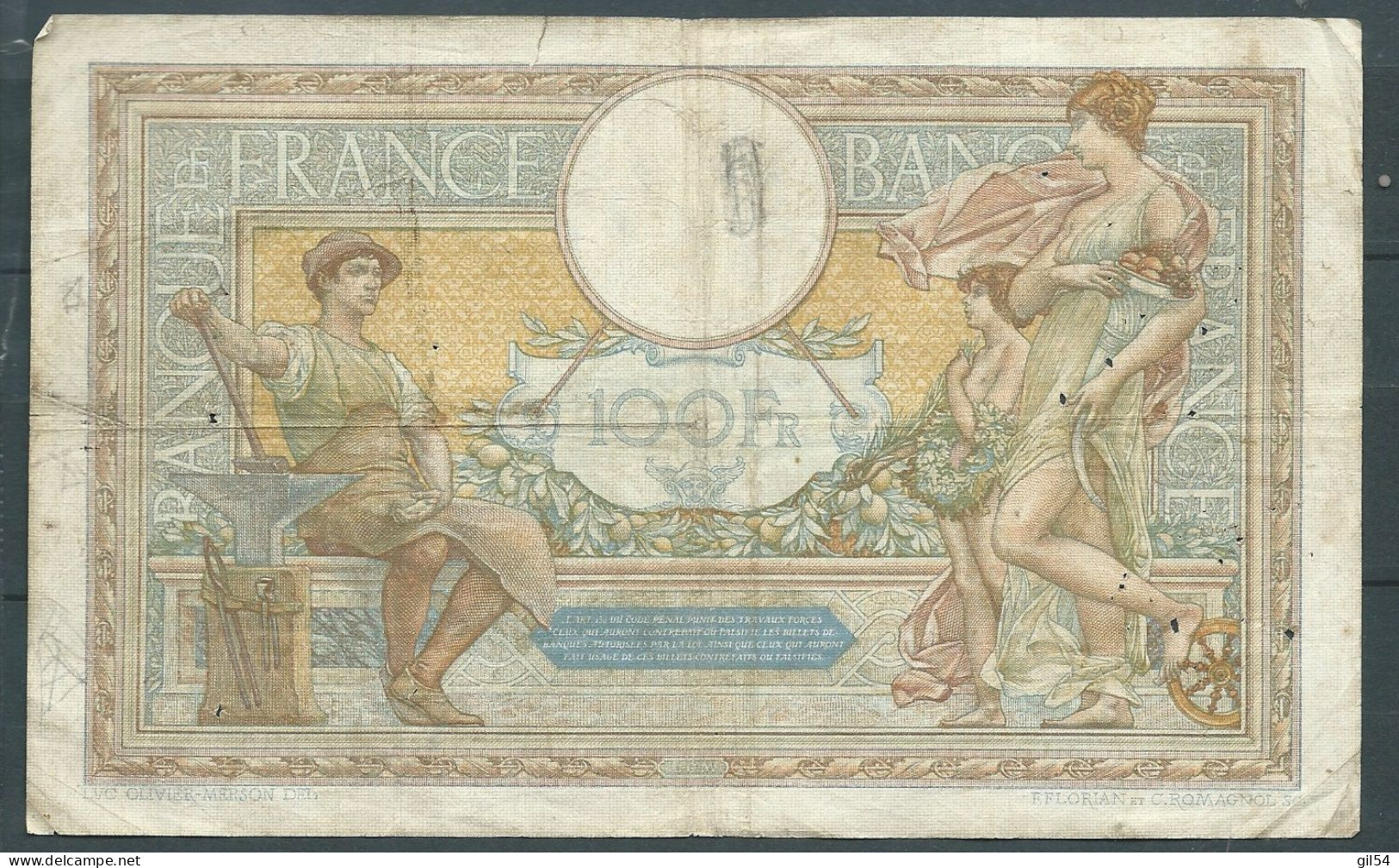 FRANCE - Billet De 100 Francs Type Luc Olivier Merson GK.16361934.GK  - N.43630 391- Laura 5620 - 100 F 1908-1939 ''Luc Olivier Merson''