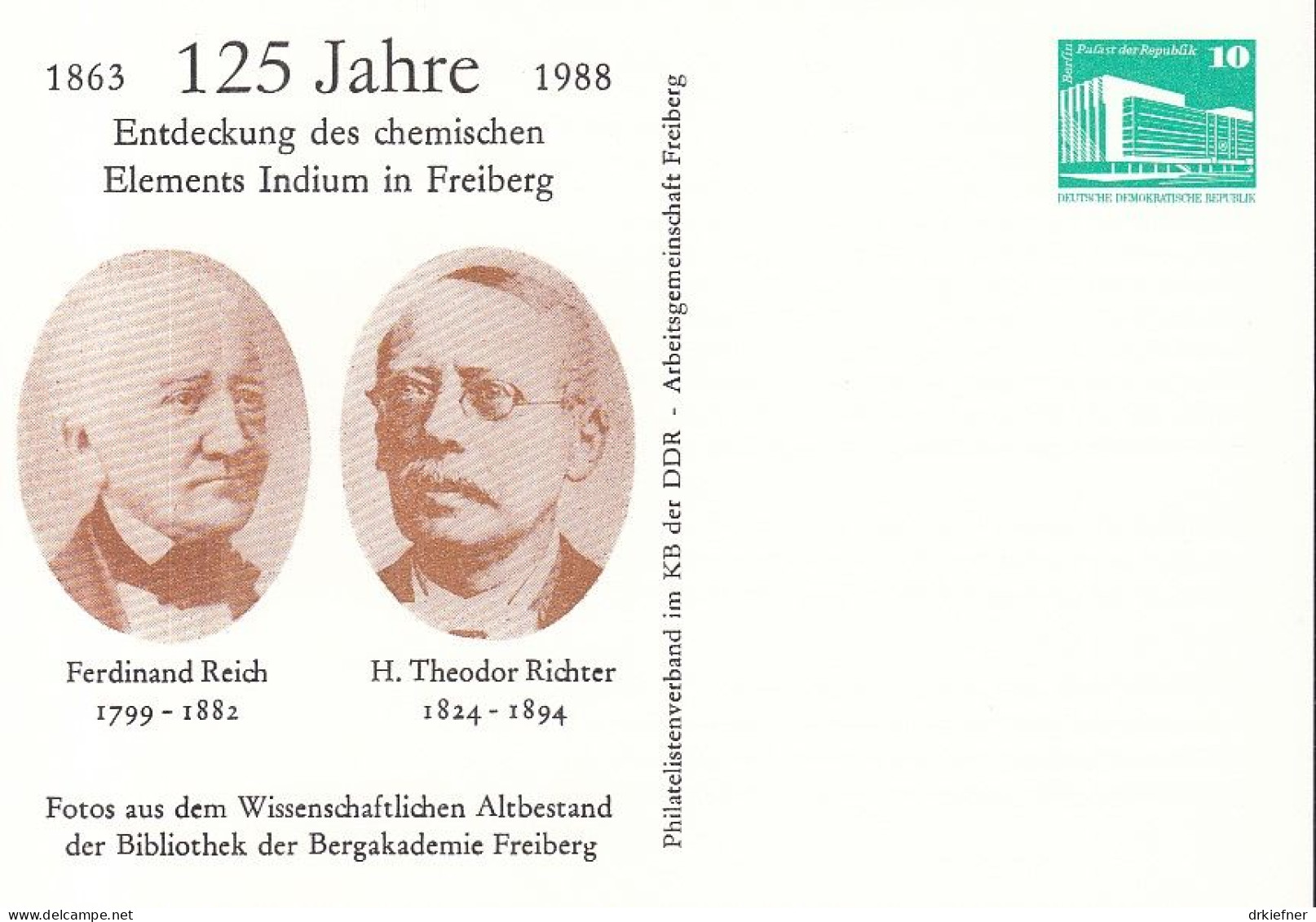 DDR PP 18, Ungebraucht, 125 Jahre Entdeckung Des Elements Indium, Freiberg, 1988 - Cartes Postales Privées - Neuves