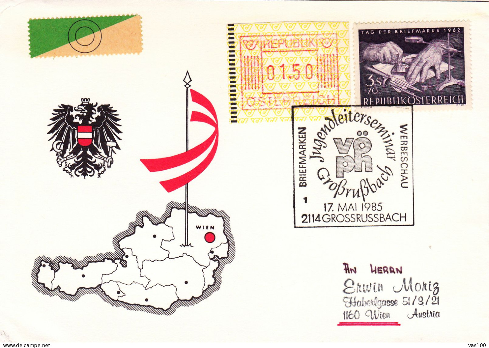 AUSTRIA POSTAL HISTORY / 2114 GROSSRUSSBACH, 17.05.1985 - Lettres & Documents