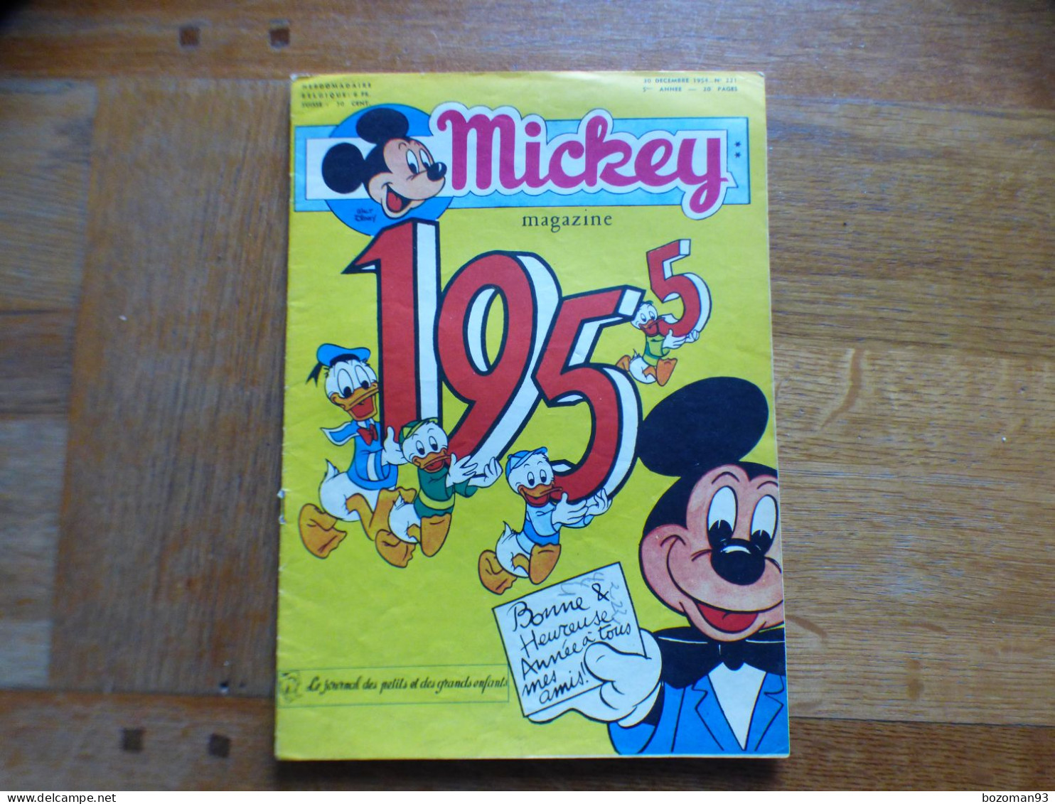 JOURNAL MICKEY BELGE  N° 221 Du 30/12/1954 COVER MICKEY DONALD ET SES NEVEUX - Journal De Mickey