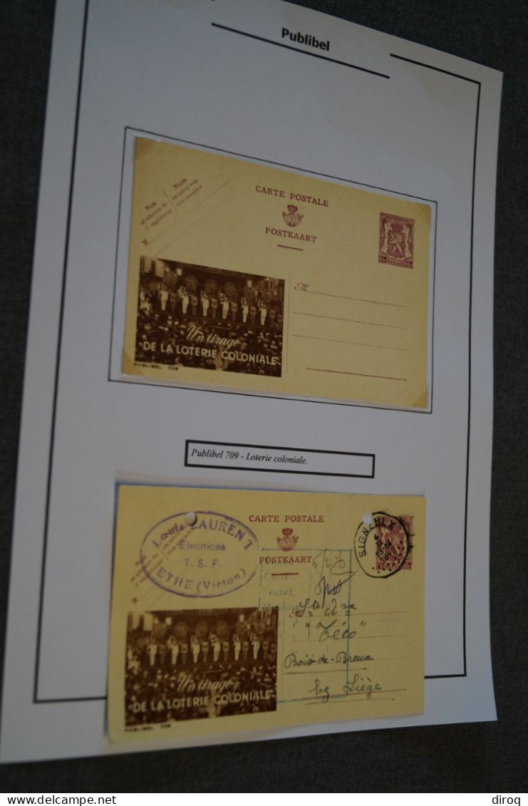 RARE 2 Cartes Publibel N° 709,Loterie Coloniale,1948,pour Collection - Billetes De Lotería