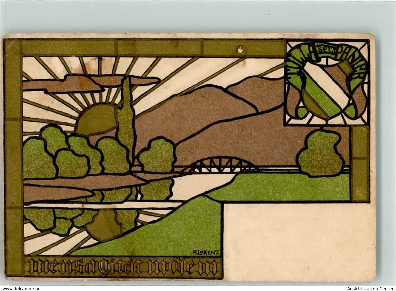 13938307 - Bruecke Sonne Wappen Sign. A. Lorenz Kuenstlerkarte - Altri & Non Classificati