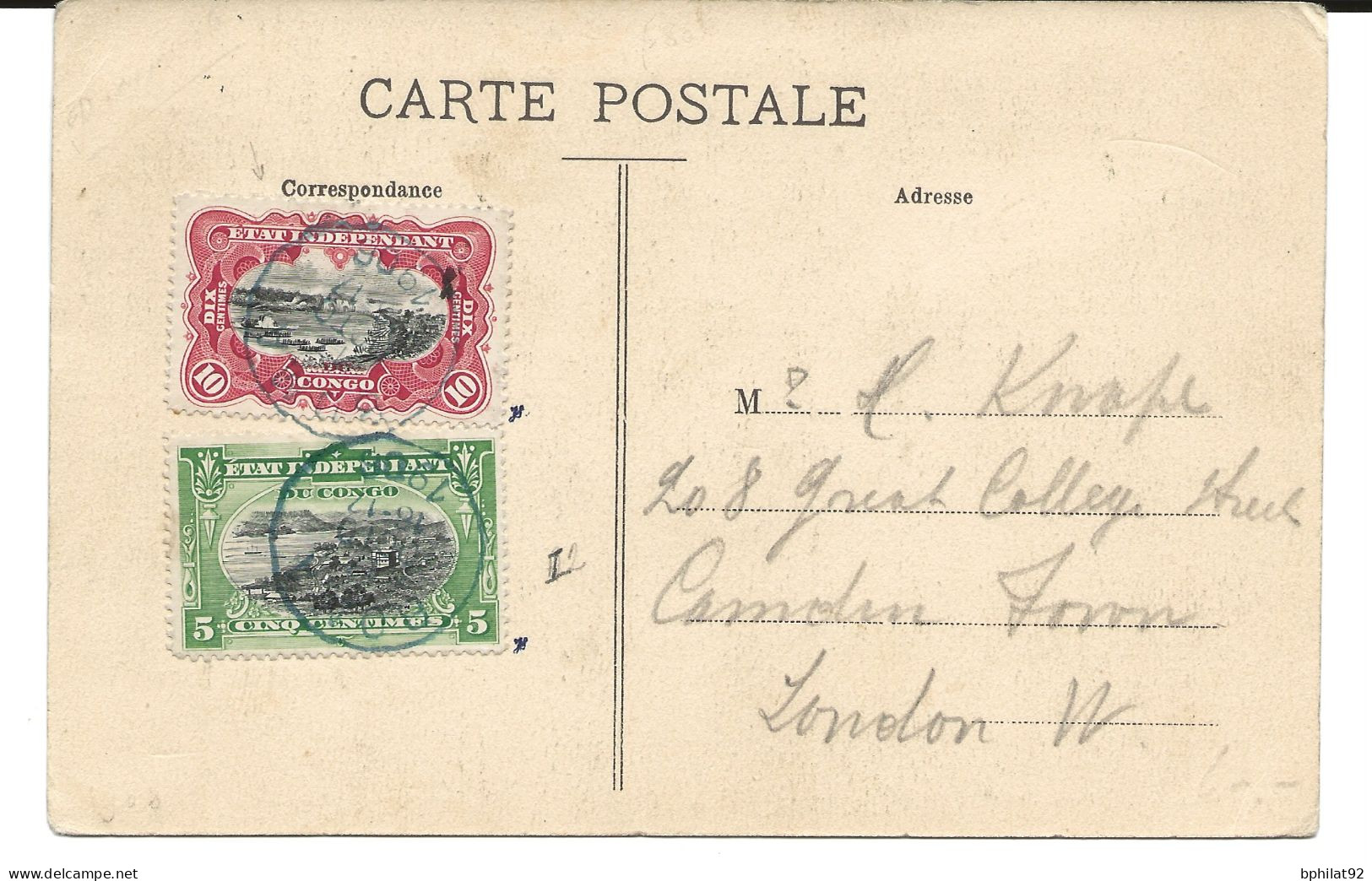 !!! CONGO, CPA ANIMÉE DU MARCHÉ DE BOMA 1906, A DESTINATION DE LONDRES - Briefe U. Dokumente
