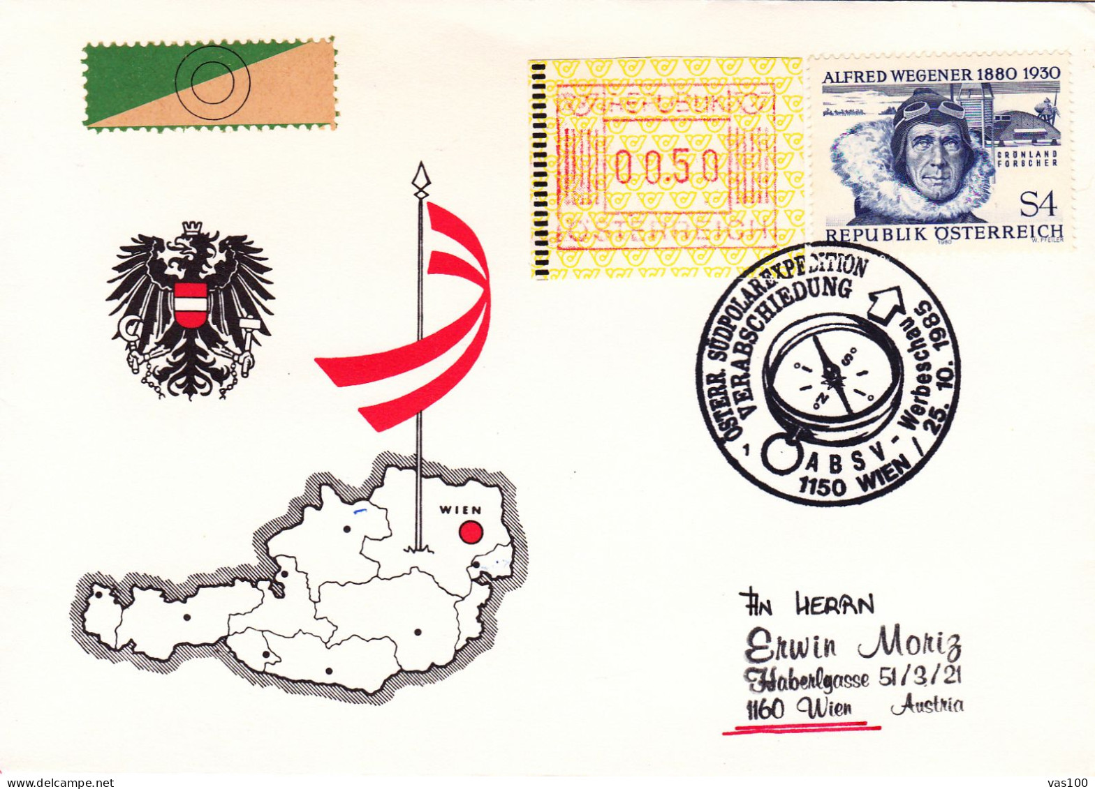 AUSTRIA POSTAL HISTORY / SUDPOLAREXPEDITION, 25.10.1985 - Cartas & Documentos