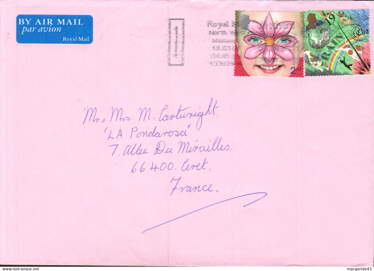 GB AFFRANCHISSEMENT COMPOSE SUR LETTRE POUR LA FRANCE 2001 - Lettres & Documents