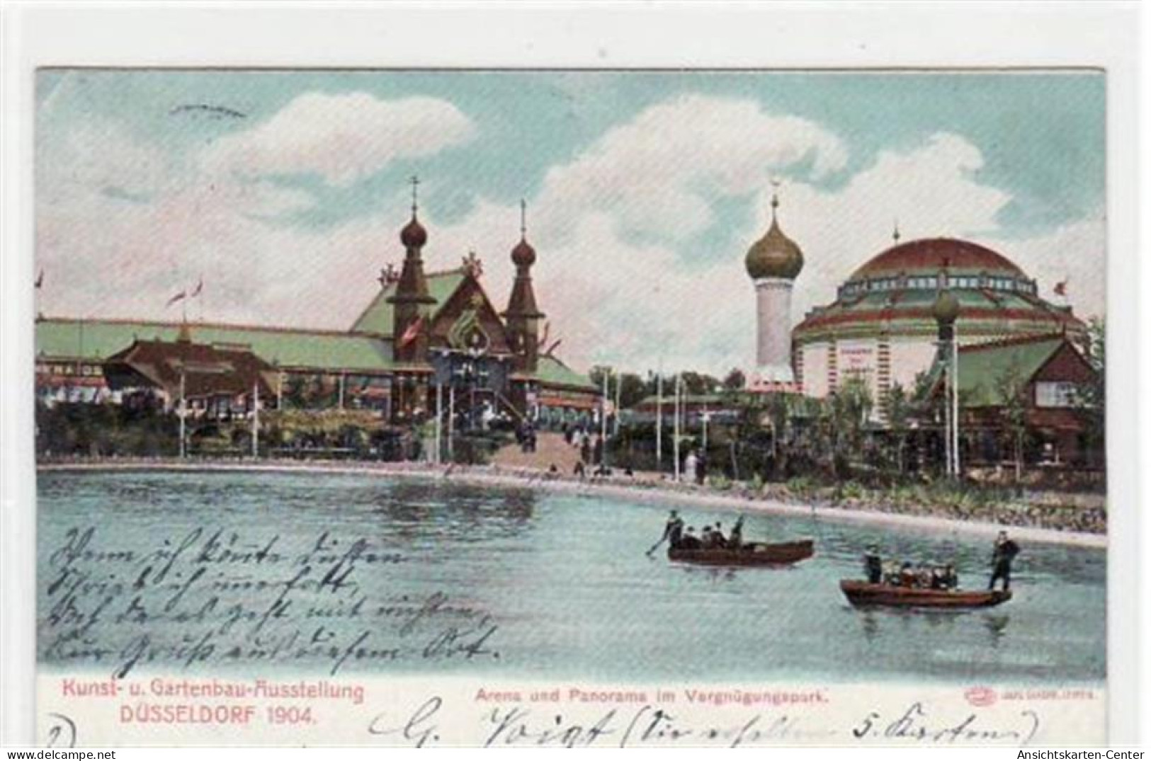 39059307 - Duesseldorfer Gartenbau-Ausstellung 1904, Arena U. Panorama Im Vergnuegungspark Gelaufen, Mit Marke Und Stem - Duesseldorf
