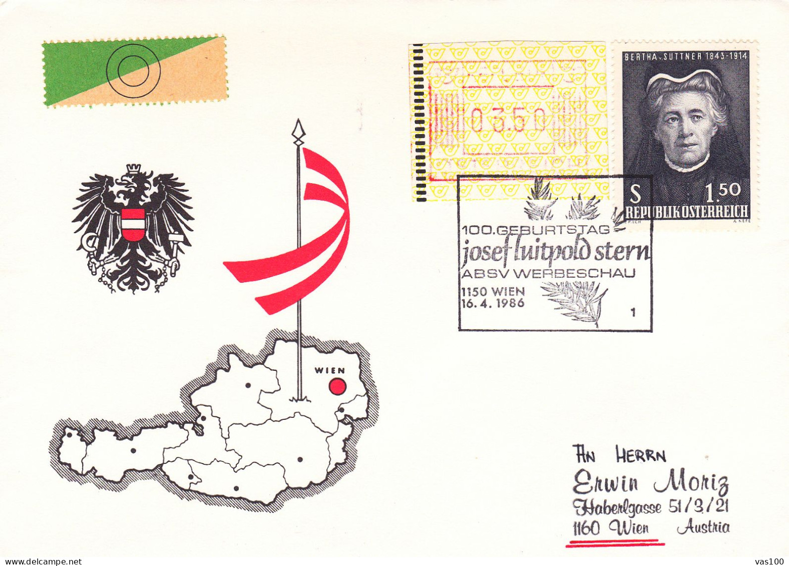 AUSTRIA POSTAL HISTORY / ABSV WERBESCHAU, 16.04.1986 - Cartas & Documentos