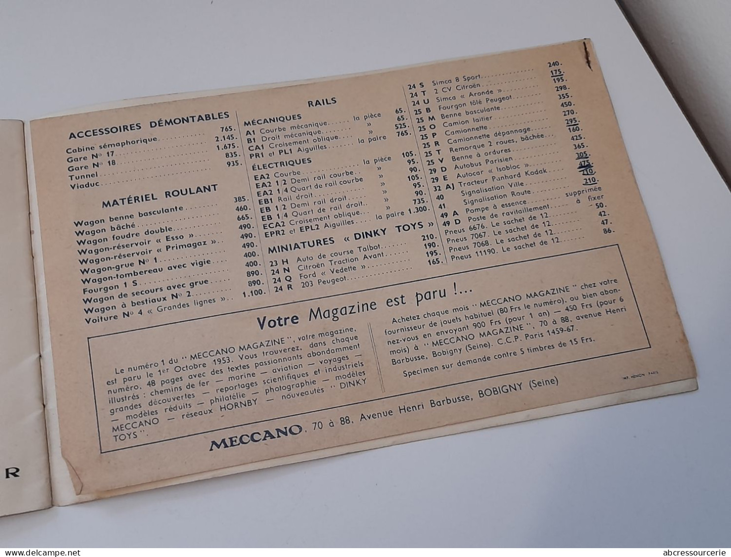 Ancien Catalogue Meccano Trains Hornby Et Dinky Toys 1953 Grands Magasins Decré Nantes - Meccano
