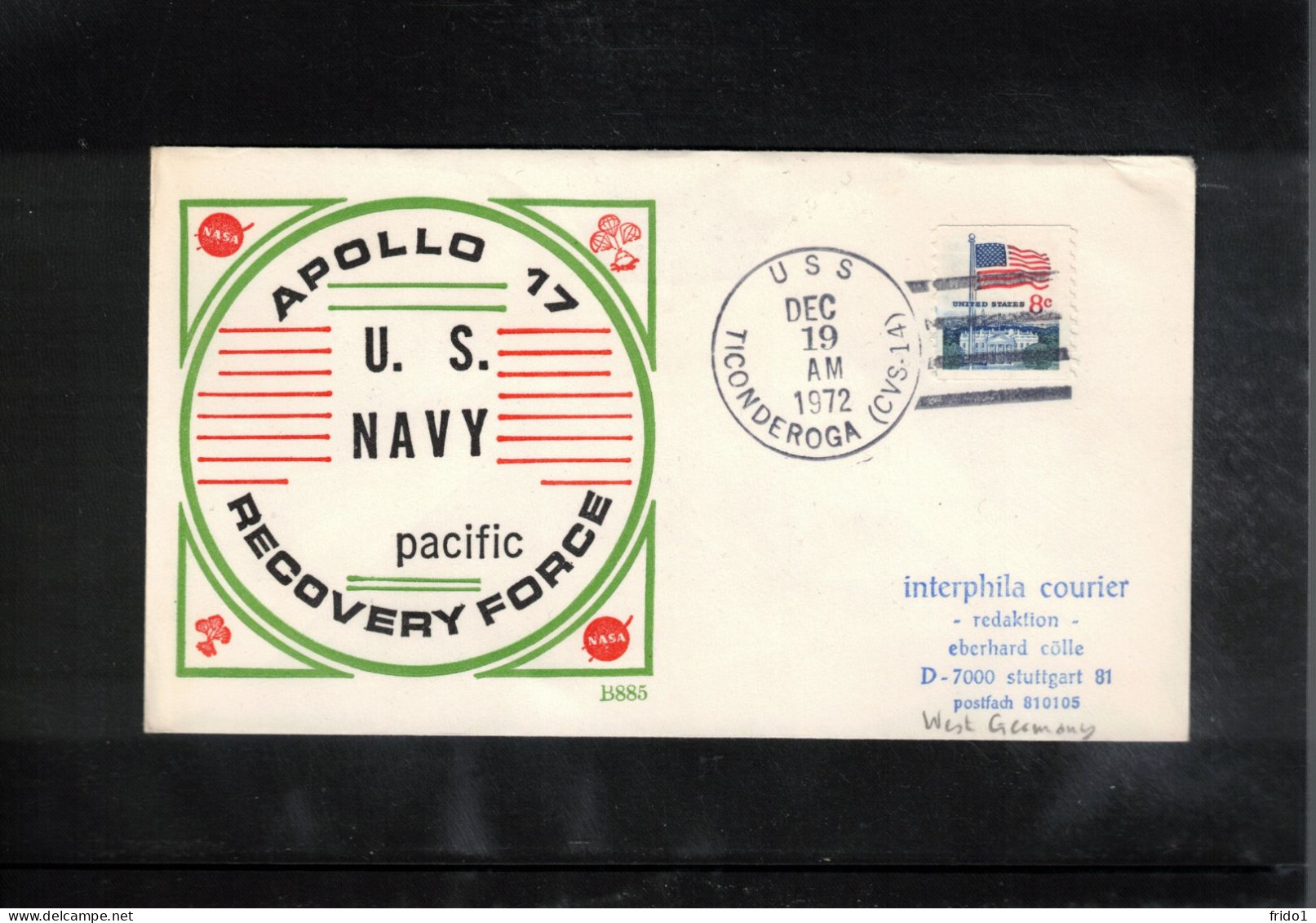 USA 1972 Space / Weltraum - Apollo 17 US Navy Recovery Force Pacific USS TICONDEROGA Interesting Cover - Estados Unidos