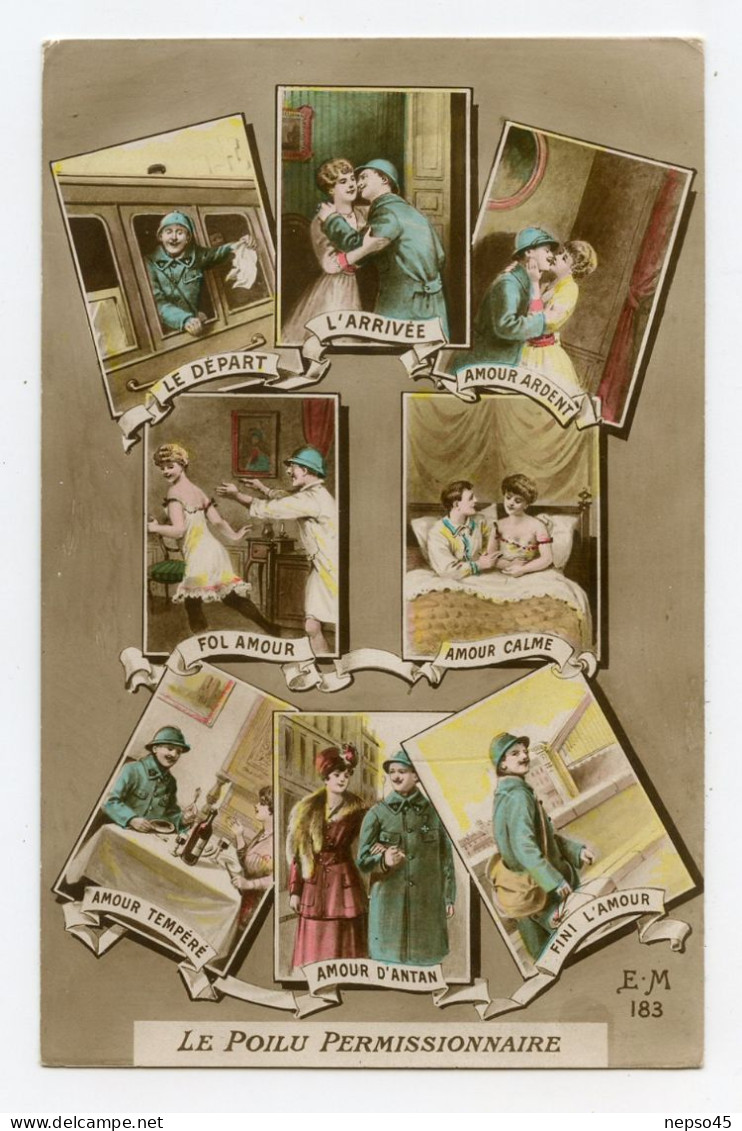 Patriotique.le Poilu Permissionnaire,huit Petites Scènes Du Soldat En Permission - War 1914-18