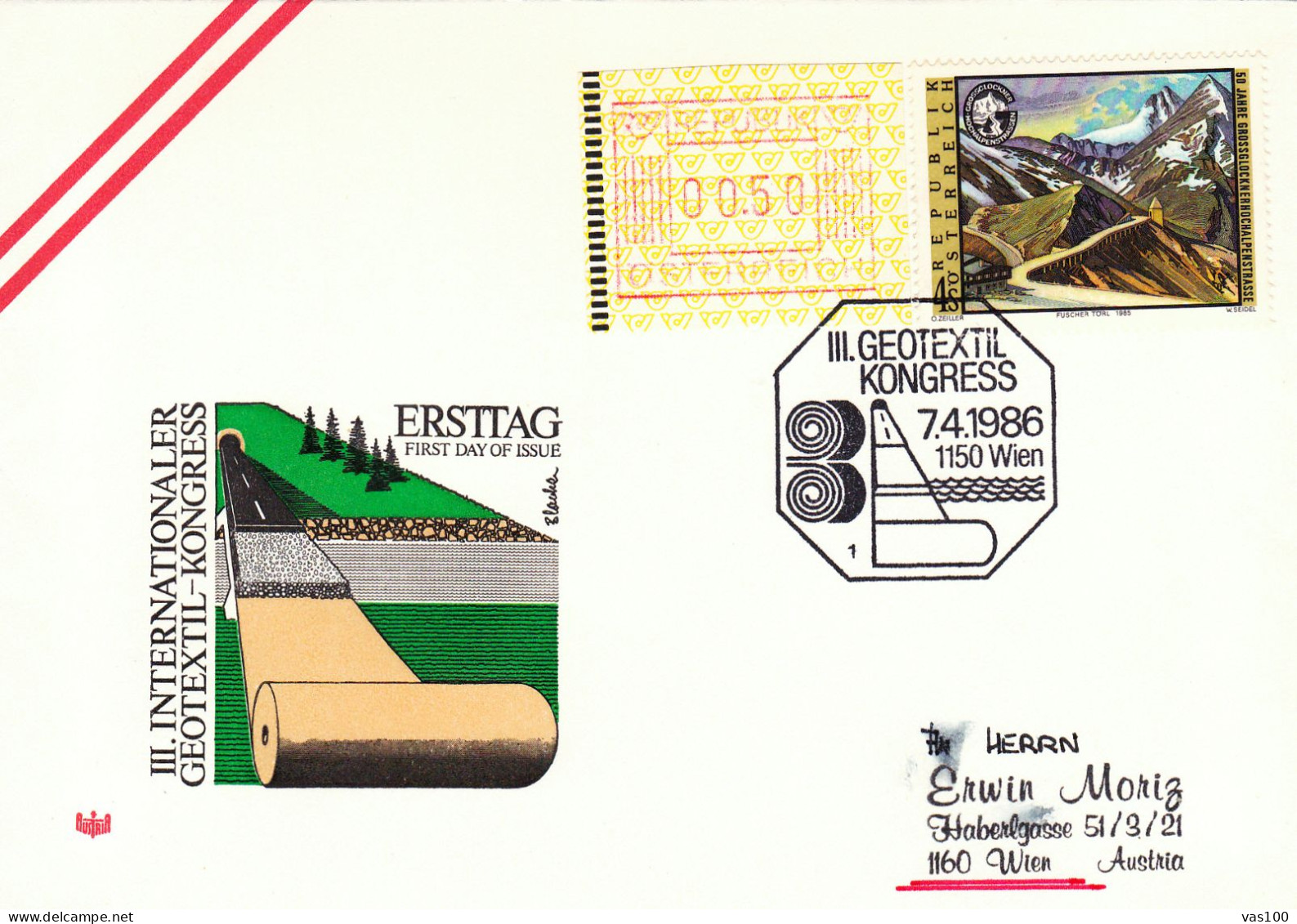 AUSTRIA POSTAL HISTORY / GEOTEXTIL KONGRESS, 07.04.1986 - FDC