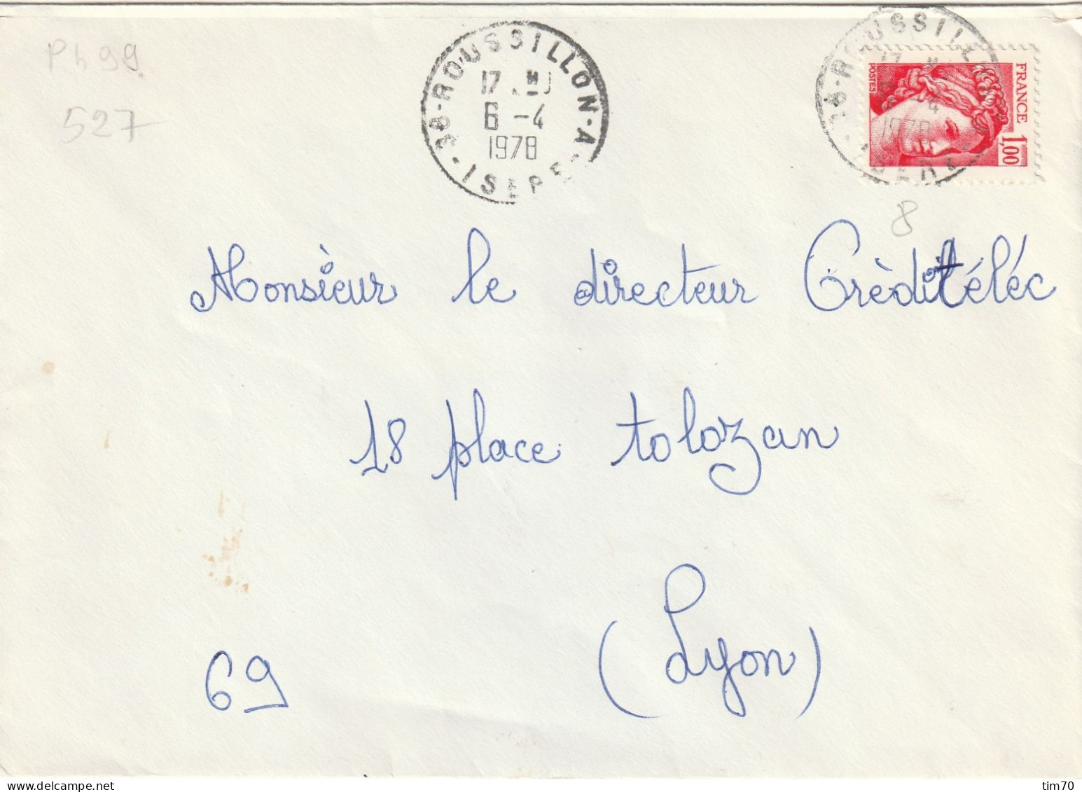 CAD  / N° 1972  38 - ROUSSILLON - A  -  ISERE - Manual Postmarks
