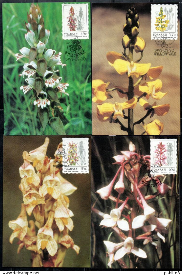TRANSKEI SOUTH AFRICA 1992 FLORA FLOWERS ORCHIDS COMPLETE SET SERIE COMPLETA MAXI MAXIMUM CARD CARTE - Transkei