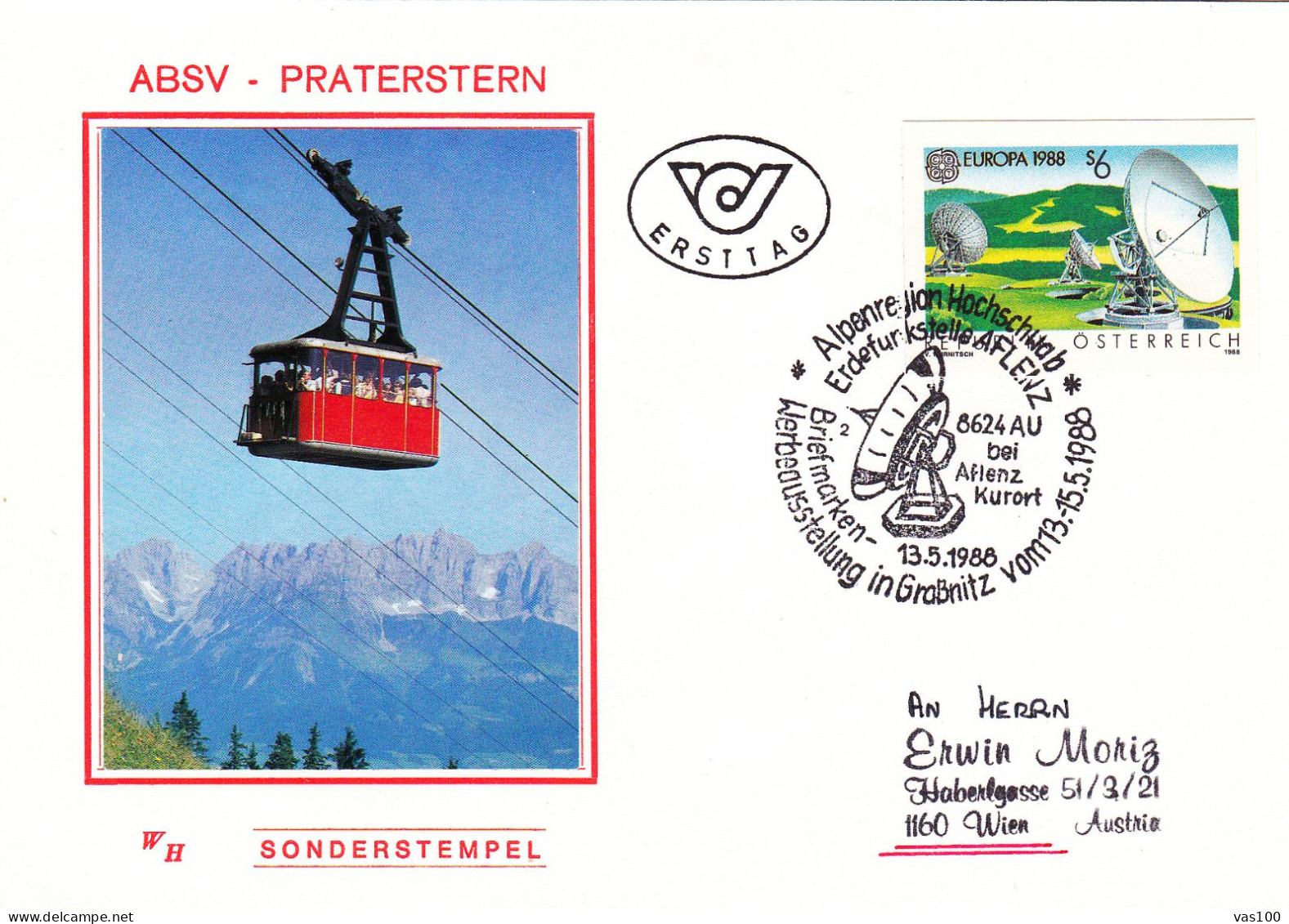 AUSTRIA POSTAL HISTORY / ASTRONOMY, 13.05.1988 - FDC