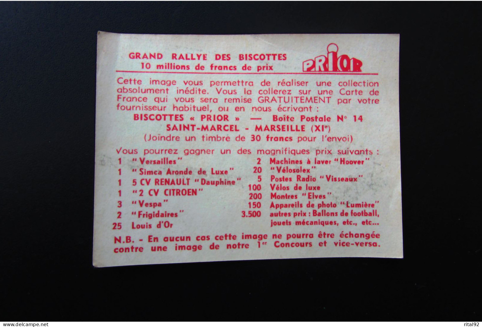 Chromo/Image "Biscottes PRIOR" - Série "CARTE De FRANCE : Grand Rallye Des BIscottes" - Albumes & Catálogos