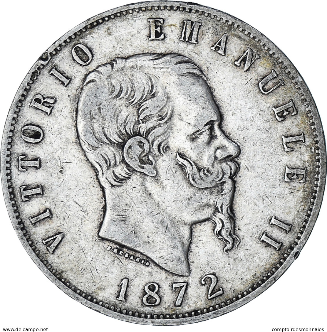 Monnaie, Italie, Vittorio Emanuele II, 5 Lire, 1872, Milan, TB, Argent, KM:8.3 - 1861-1878 : Víctor Emmanuel II