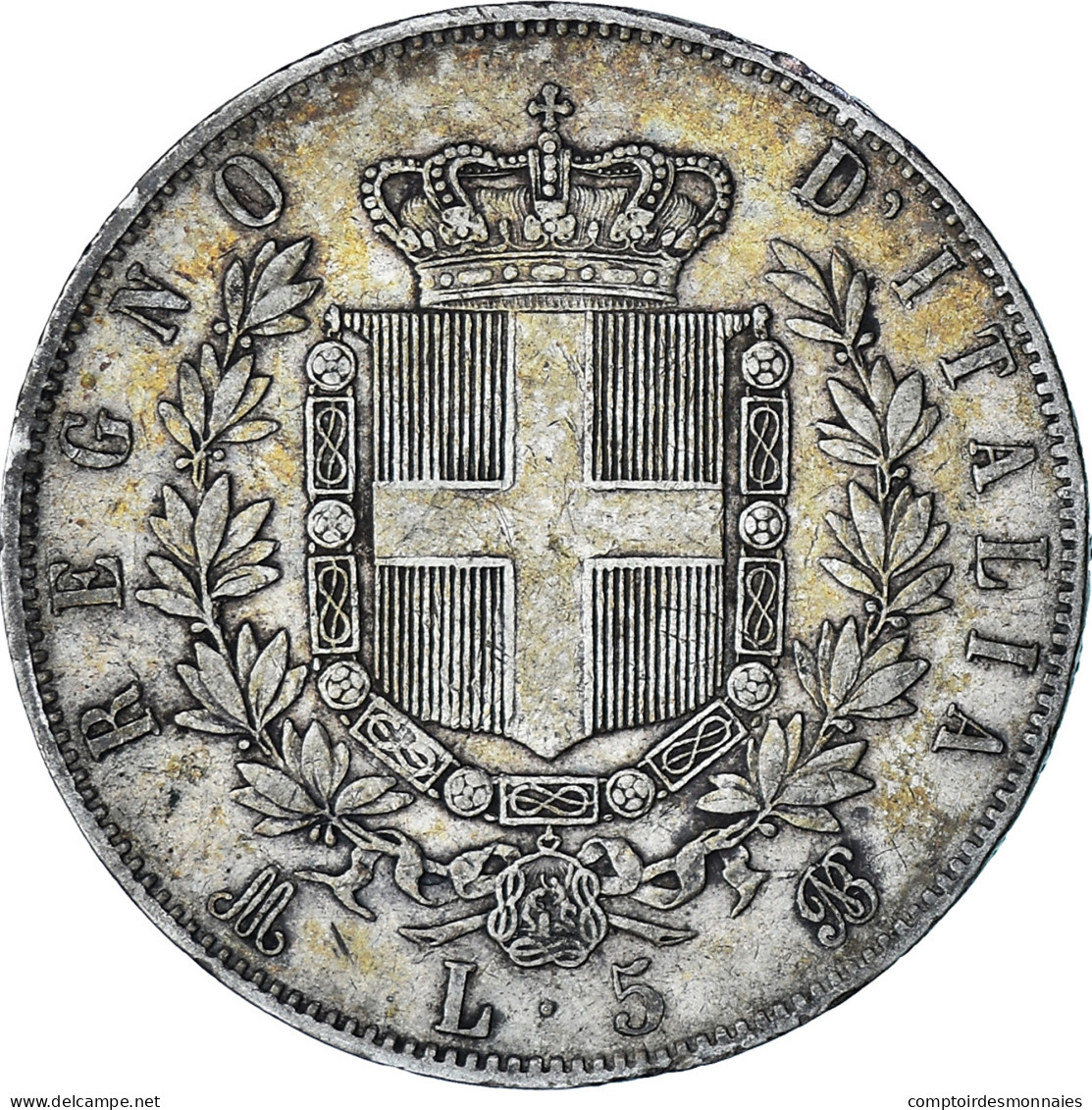 Monnaie, Italie, Vittorio Emanuele II, 5 Lire, 1872, Milan, TB, Argent, KM:8.3 - 1861-1878 : Víctor Emmanuel II