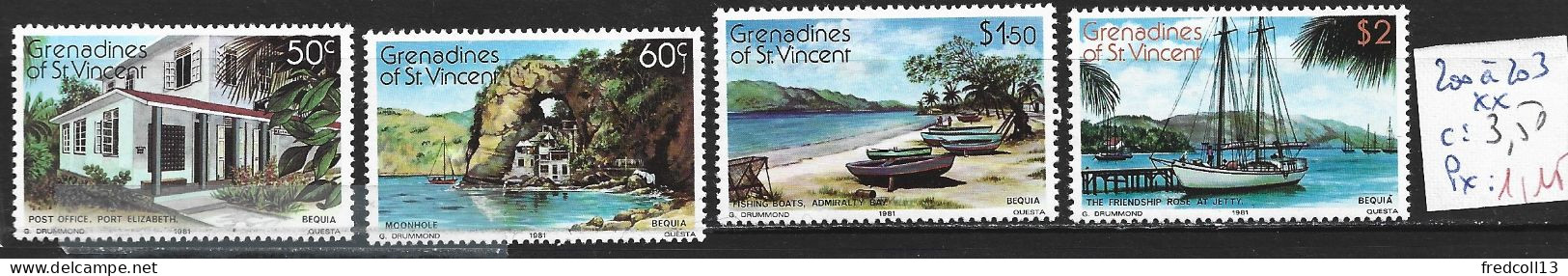 SAINT-VINCENT & GRENADINES 200 à 203 ** Côte 3.50 € - St.Vincent E Grenadine