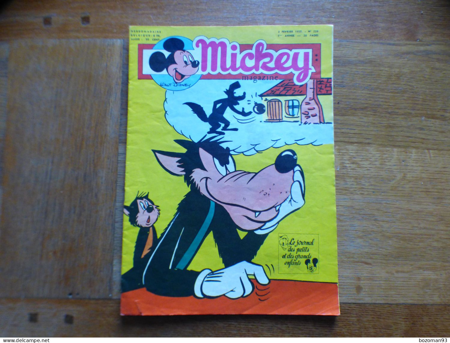 JOURNAL MICKEY BELGE  N° 226  Du 03/02/1955 COVER LE GRAND MECHANT LOUP + ROB BOY + JEU MICKEY - Journal De Mickey